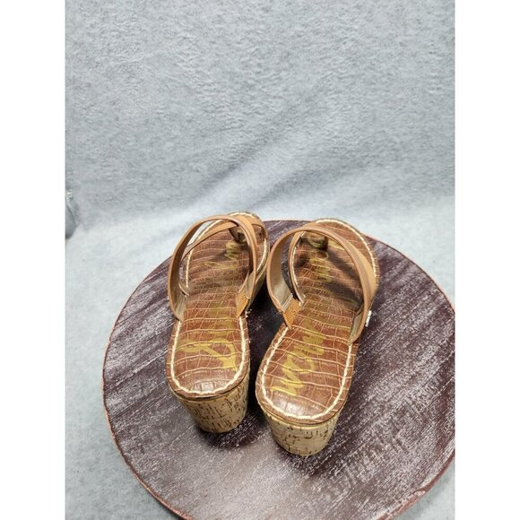 Sam Edelmam Womens Tan Leather Wedge Sandals Size 6 - Picture 9 of 13